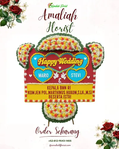 Karangan Papan Bunga Pernikahan di Sragi